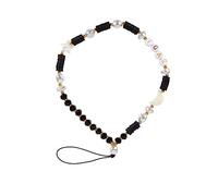 MOTHNUR Dragonne Anti-perte pour Téléphone Portable en Perles D'argile Breloques Lune Étoile, Féminine, Légère, Noire, Accessoire Décoration Téléphone Portable