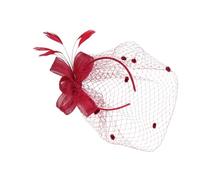 MOTHNUR Élégant Accessoire Coiffure Mariage Vigne de Cheveux Gauze Rouge pour Mariée Femme Pince et Bandeau Bijoux Tête Décoratifs pour Photographie et Fête