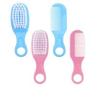 MOTHNUR Ensemble Brosse et Peigne pour -Né - Brosse de Massage Douce pour Bébé Poils Souples Kit 2 Pièces Bleu et Rose - Soin Délicat Cuir Chevelu Sensible Coiffage Nourrisson à