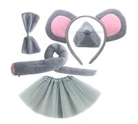 MOTHNUR Ensemble De Costume De Souris Serrage-tête Gris Tête De Souris Souples Pour Garçon Et Filles Déguisement Carnaval Jupe Tutu Grise