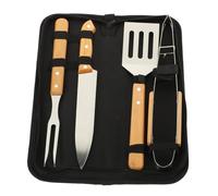 MOTHNUR Ensemble D'ustensiles Barbecue Portable 4 Pièces en Acier Inoxydable Spatule, Fourchette Et Pince, Kit Barbecue Extérieur pour Camping, Pique-niques Et Cuisson Au Grill