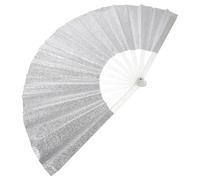 MOTHNUR Éventail Pliable à Paillettes Holographiques Cadre Bambou Ventilateur Grand Format Portable pour Festivals EDM Danse Fêtes Mariages et Soulagement des Bouffées de Chaleur