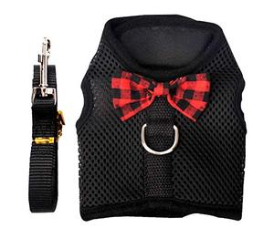 MOTHNUR Harnais pour Petits Animaux Respirant en Mesh Noir, Sangle de Poitrine Ajustable, Taille S pour Lapin, Cochon d'Inde et Écureuil, Harnais Gilet Léger et Confortable