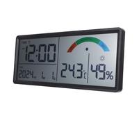 MOTHNUR Horloge Murale Numérique Grand Format avec Réveil Numérique LCD Et Thermomètre pour Chambre À Coucher en Abs Noir