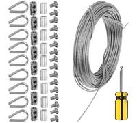 MOTHNUR Kit de Câbles en Acier Inoxydable 304 de 20 Mètres Cosses et Tendeurs, Câble Métallique Multifonction pour Rideaux, Clôtures de Jardin, à Suspendre de Guirlandes Lumineuses