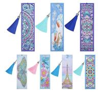 MOTHNUR Kit de Marque-page Soi-même Diamant avec Motif Floral, Perles 3d Scintillantes, Pompon Décoratif, Loisirs Créatifs pour Lecture et Présent, Facile à Réaliser, Activité Manuelle