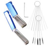 MOTHNUR Kit De Nettoyage De En Acier Inoxydable 70g Brosses Et Aiguilles, Boîte Aluminium Bleue Portable, Outil De Réparation Pour Moteurs à Essence, Entretien Moteur Et Scooter