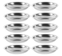 MOTHNUR Lot de 10 Assiettes D'assaisonnement Rondes en Acier Inoxydable Épais 8 Cm, Plat à Sauce Compact et Solide Cuisine, Apéritifs, Pique-niques et Barbecues