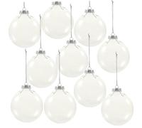 MOTHNUR Lot de 10 Décoratives Plates Transparentes en Plastique Synthétique pour Noël Creuses Rondes Et Transparentes Texte Floqué Et Sphériques À Suspendre