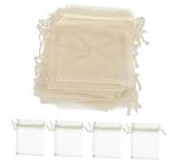 MOTHNUR Lot De 100 Petits Paquet En Organza Beige 8x10 Cm, Paquet à Cordon Pratiques, Emballage Pour Bijoux Et Bonbons, Pochettes Légères Pour Fête Et Présents