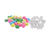 MOTHNUR Lot de 100 Œufs de Pâques Factices en Plastique, Décoration Créative Blanche et Colorée, Simulation Réaliste pour Bricolages et Décorations Festives de Fête de Pâques