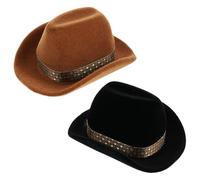 MOTHNUR Lot de 2 Boîtes à Bijoux de Chapeau de Cowboy Western Étui Compact 68 X 6 X 4 CM Intérieur Floqué Blanc et Noir Coffret Porte-Alliances pour Cérémonie et Rangement de Bagues