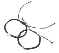 MOTHNUR Lot de 2 Bracelets en Corde Tressée Noire Ajustables Pendentif Cœur Creux en Alliage Doux pour Peau Sensible Bracelets Assortis Mère et Garçon et Filles Présent Fête des