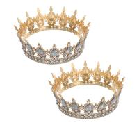 MOTHNUR Lot de 2 Couronnes de Mariée Dorées Strass Ab Diadème Rond Élégant pour Cérémonie et Enterrement de Vie de Jeune Fille Accessoire de Coiffure Scintillant pour Mariage et Séance