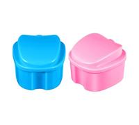 MOTHNUR Lot De 2 Étuis Pour Prothèses Dentaires Compacts, Format Voyage, En Abs Résistant, Couleur Bleu Clair Et Rose, Accessoires Pratiques Pour Rangement Quotidien Et Extérieur