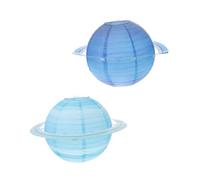 MOTHNUR Lot de 2 Lanternes en Papier Suspendues de Planète Décorations DIY du Système Solaire Couleurs Bleu Clair et Bleu Foncé pour Fêtes D’Anniversaire et Décoration Enfantine