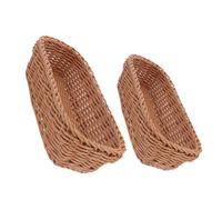 MOTHNUR Lot de 2 Paniers de Rangement en Plastique Imitation Rotin Tressé Organiseur Multifonction pour Couverts et Fruits Format Rectangulaire 26X12X6 CM 30X11X7 CM Réutilisable