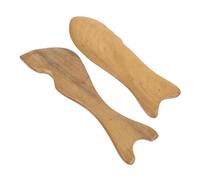 MOTHNUR Lot de 2 Planches de Massage Gua Sha en Bois Parfumé Formes Poisson Traditionnelles Outil de Massage par Grattage pour Visage et Corps Améliore Circulation Sanguine et Soulage