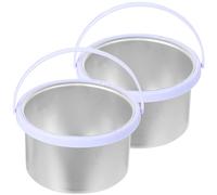 MOTHNUR Lot de 2 Pots Chauffe-cire en Aluminium Argenté, Pot Dépilatoire Amovible pour Machine à Épiler la Cire, Outil D'épilation Visage et Corps, Accessoire Portable pour Épilation