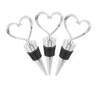 MOTHNUR Lot de 3 Bouchons Métalliques de Cœur Réutilisables et Hermétiques pour Bouteilles de Vin et Boissons Présent Mariage Original Compatibles Bouteilles Standards Usage Maison