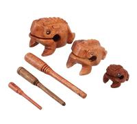 MOTHNUR Lot de 3 Grenouilles Musicales en Bois Sculpté Fait Main Décor Mignon de Bureau Statue Sonore 7X4Cm à 125X75Cm Accessoire Décoration Intérieure Symbolisant Richesse et