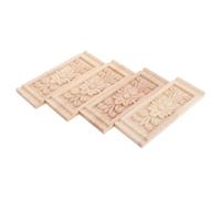 MOTHNUR Lot de 4 Appliques Décoratives en Bois Sculpté Style Européen Consoles Rustiques Non Peintes 16X6X1 CM Ornements pour Meubles Décorations Murales et Encadrements D’Angle
