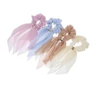 MOTHNUR Lot de 4 Élastiques à Cheveux en Ruban à Nœud Accessoires pour Cheveux Extensibles Couleurs Unies Légers et Confortables pour Queue de Cheval et Style Quotidien