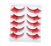 MOTHNUR Lot De 5 Paires De Faux Cils Courts Aspect Naturel Style Japonais Faux Cils Autocollants Style Manga Rouge