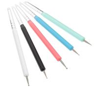 MOTHNUR Lot De 5 Pinceaux En Silicone Pour Nail Art Double Tête, Stylo à Ongles Précis, Taille Moyenne, Couleurs Variées, Pour Artistes Professionnels Et Usage Salon Manucure