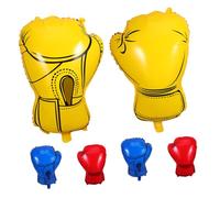 MOTHNUR Lot de 6 Ballons en Aluminium Gonflables de Moufles de Boxe 2 Rouges 2 Jaunes 2 Bleus Décoration Anniversaire Garçon et Fête Thème Boxe Kit Décoratif Sport et Catch
