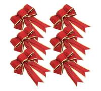 MOTHNUR Lot de 6 Nœuds Décoratifs de Noël 23 Cm Rouge Bord Doré et Paillettes, Accessoires Artisanaux pour Décoration Sapin, Couronne et Fêtes de Mariage ou Noël