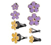 MOTHNUR Lot de 8 Clips de Ventilation pour Voiture en Alliage de Zinc Décorations de Petites Marguerites Jaunes et Violettes Accessoires Désodorisants pour Grilles d'Aération