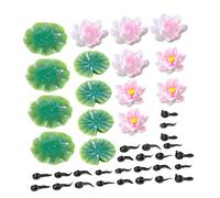 MOTHNUR Miniature Decor Set with Resin Frog Figurines Floating Lotus Flowers Tadpoles and Lily Pads for Aquarium and Water Garden Decoration