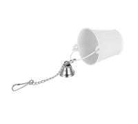 MOTHNUR Parrot Hanging Feeder Cup with Bell Small Metal Bird Cage Food Holder and Tray for Budgies Parakeets Cockatiels Stable Easy-to-Clean Feeding