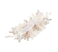 MOTHNUR Peigne à Cheveux de Mariée en Métal Doré Fleurs Artisanales et Perles d'Imitation Accessoire Floral pour Mariage Épingle Latérale Sécurisée pour Coiffures de Cérémonie