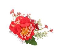 MOTHNUR Peigne à Cheveux Rouge Décoratif avec Fleur Artificielle Style Azalée Accessoire Léger et Élégant pour Mariage Vacances et Fêtes Serre-tête Floral pour Femmes et Filles