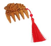 MOTHNUR Peigne Bois à Dents Larges pour Massage Léger et Portable Motif Fleur de Lotus Décoratif avec Pendentif pour Démêler Cheveux Bouclés Hommes et Femmes Utilisation Voyage