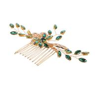 MOTHNUR Peigne Cheveux Mariage Alliage Vert Foncé avec Strass Fait Main Accessoire Coiffure Nuptiale pour Mariées Demoiselles Honneur et Filles Peigne Décoratif avec Dents Style Ancien et