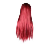 MOTHNUR Perruque Longue Droite Rouge Synthétique pour Femme Cosplay Halloween Fête Chic avec Frange Milieu