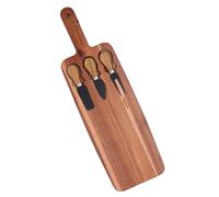 MOTHNUR Planche à Fromage en Bois Massif avec 3 Couteaux et Fourchette Plateau de Charcuterie Portable avec Poignée Ustensiles pour Apéritif et Fête Surface Lisse Facile à Nettoyer