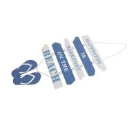 MOTHNUR Plaque Murale Bois Océan Style Méditerranéen Décor Bord de Mer Suspendu Double Face Forme Tongs Bleu Profond pour Maison et Porche