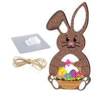 MOTHNUR Plaque Suspendue en Bois Lapin de Pâques Petit Format Corde en Jute et Crochet Adhésif Décoration Murale pour Porte D’Entrée ou Chambre D’Garçon et Filles Panneau de Porche