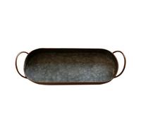 MOTHNUR Plateau Ovale Fer Forgé avec Poignées Plateau de Rangement Métallique Style Rustique pour Organisation Cuisine et Service