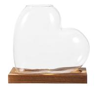 MOTHNUR Pot Hydroponique en Verre Transparent avec Support en Bois Vintage Vase à Fleurs pour Propagation de Plantes D’Intérieur Station de Culture sans Terre Décoration Jardin et