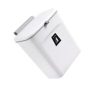 MOTHNUR Poubelle Murale Cuisine Suspendue 9L en Plastique Ivoire Couvercle Coulissant Bac à Déchets Compact pour Maison et Bureau Fixation Porte Jusqu’À 25 CM D’Épaisseur