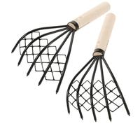 MOTHNUR Râteau à Palourdes en Bord De Mer avec Filet Et Manche en Bois Lot De 2 Pièces Râteau à Creuser Plage Compact Solide Outil Polyvalent pour Récolte De Fruits De Mer