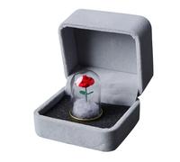 MOTHNUR Rose Éternelle Préservée sous Cloche en Verre avec Boîte en Velours Décoration Romantique pour Saint-Valentin et Fête des Mères Ornement Floral Solide et Élégant Présent Unique