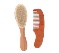 MOTHNUR Set Brosse Laine Naturelle et Peigne Ergonomique Doux pour Chevelu Sensible et Portable Cadeau Shower pour