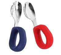 MOTHNUR Set de Couverts Garçon Fille Incurvés Acier Inoxydable Fourchette et Cuillère Ergonomiques Légères pour Apprentissage Dme Adapté Aux Tout-petits Garçons et Filles et Facile à