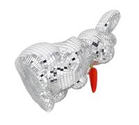 MOTHNUR Statue de Lapin Disco Réfléchissante en Mosaïque Miroir Carotte Décorative, Ornement Festif de Pâques, Décoration de Table Rétro Années 70 pour Fêtes et Soirées Dansantes